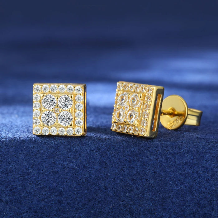 S925 Moissanite Square Stud Earrings - Different Drips