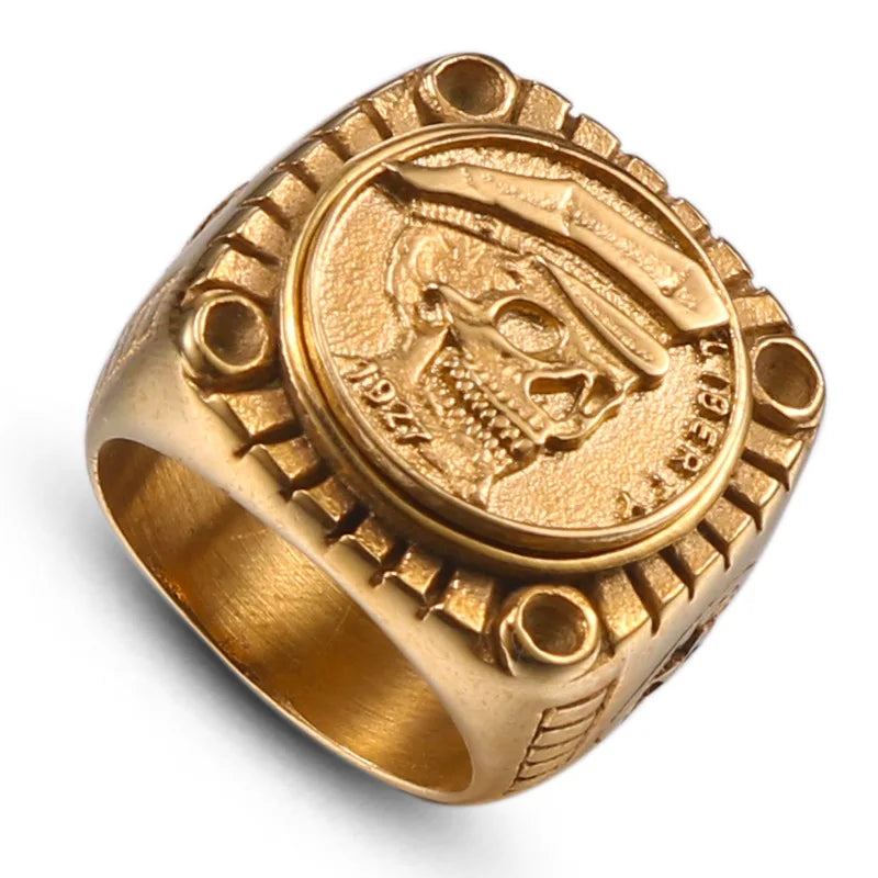 Smoking Skull Chunky Signet Ring - Different Drips