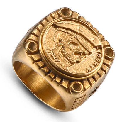 Smoking Skull Chunky Signet Ring - Different Drips