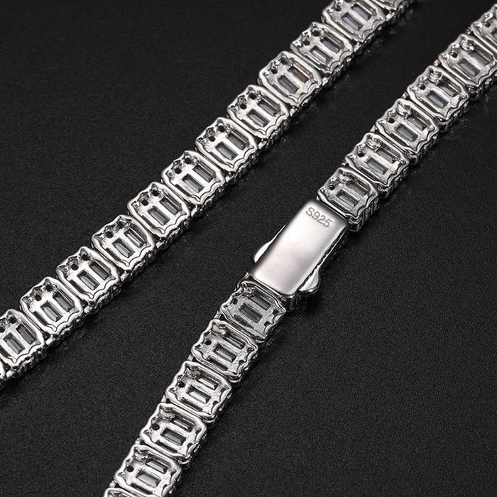14mm S925 Moissanite Baguette Tennis Chain - Different Drips