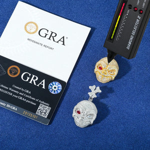 Iced Out Moissanite Skull Pendant - Different Drips