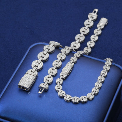 6-10mm Moissanite Iced Mariner-Link Bracelet - Different Drips