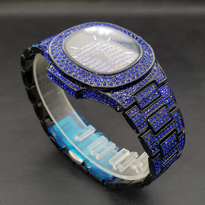 Bust Down Pink Cushion Case Watch with Date Window - Different Drips