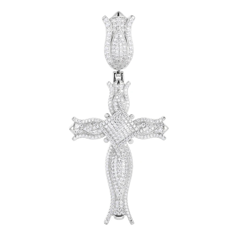 S925 Moissanite Blooming Rose Pendant - Different Drips