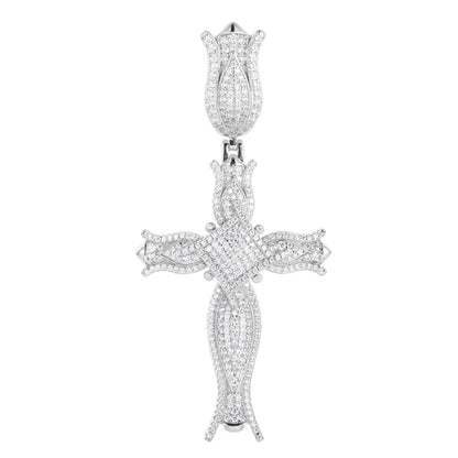 S925 Moissanite Blooming Rose Pendant - Different Drips