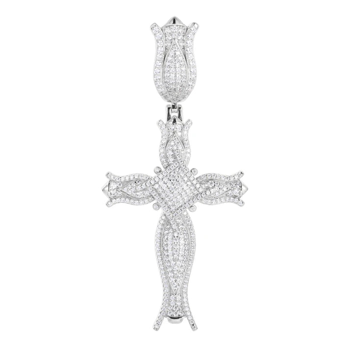 S925 Moissanite Blooming Rose Pendant - Different Drips