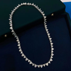 8mm Women's Curved Diamond Heart Tennis Necklace - Different Drips