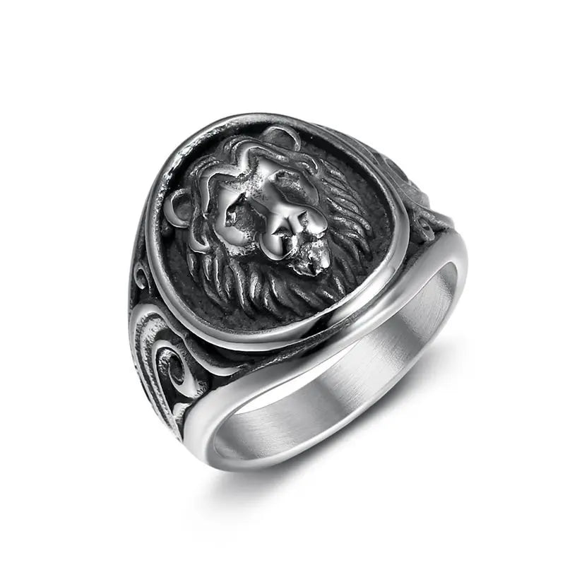 Gold Lion Head Signet Ring - Different Drips