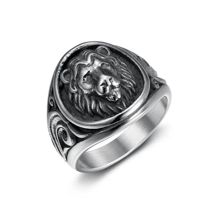 Gold Lion Head Signet Ring - Different Drips