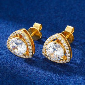 Trillion Halo Round Stud Moissanite Earrings - Different Drips