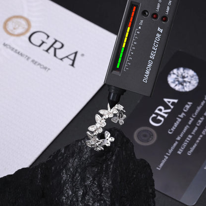 S925 Moissanite Butterfly Link Ring - Different Drips