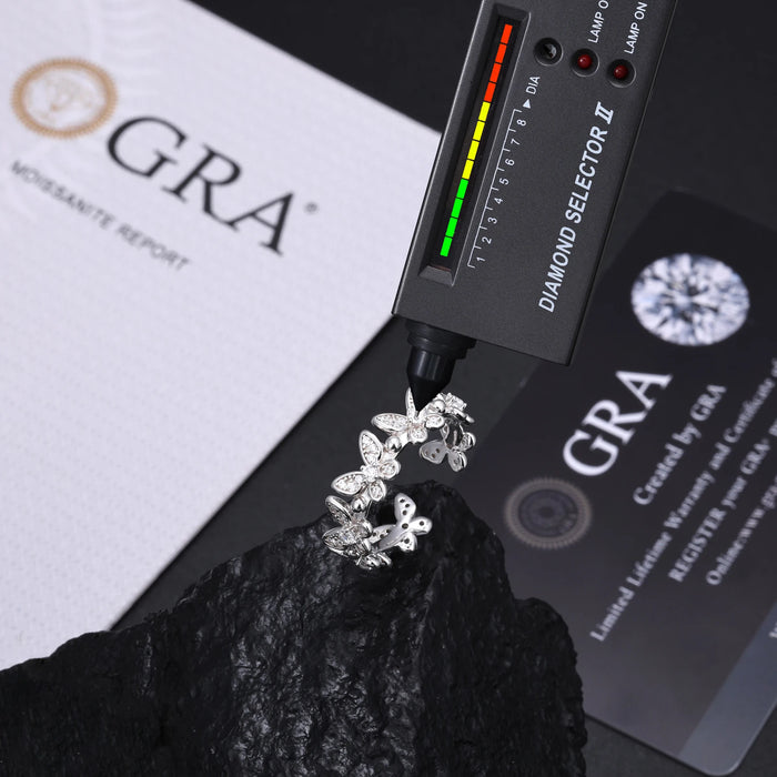 S925 Moissanite Butterfly Link Ring - Different Drips