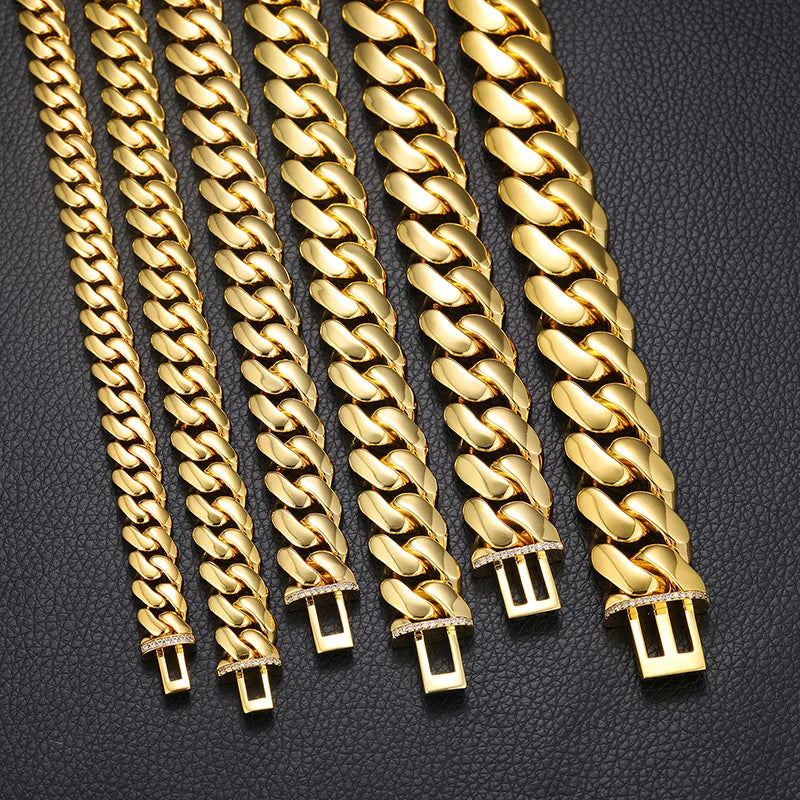 10mm-20mm Solid Iced Clasp Miami Cuban Bracelet - Different Drips