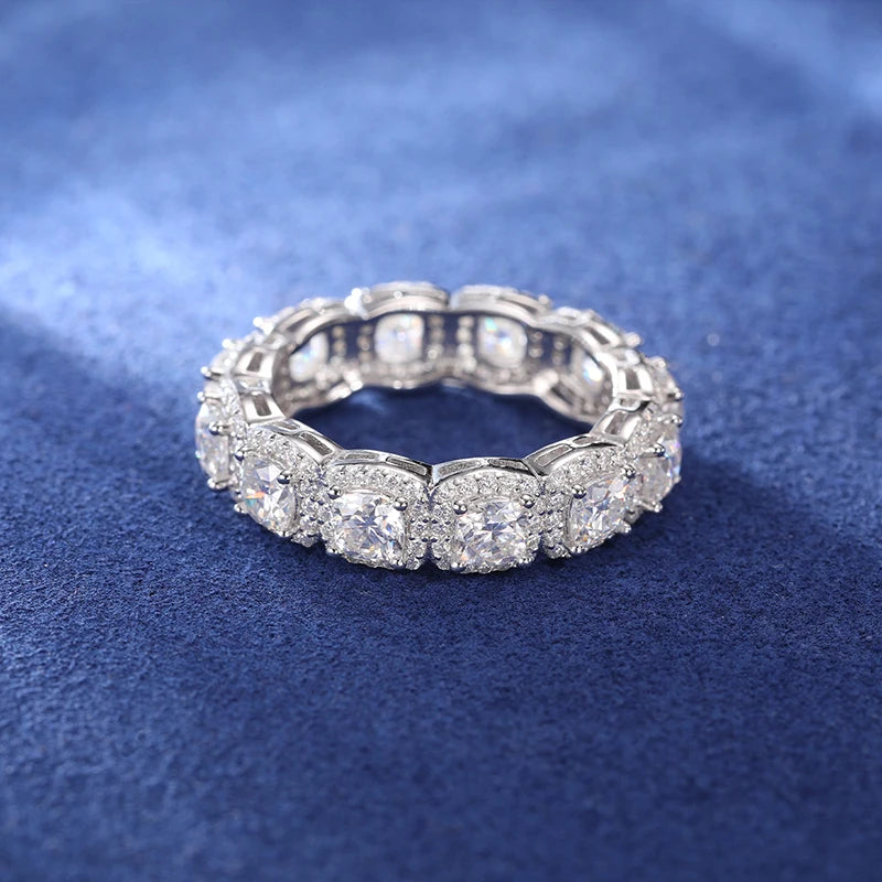 S925 Baguette Moissanite Diamond Halo Ring - Different Drips