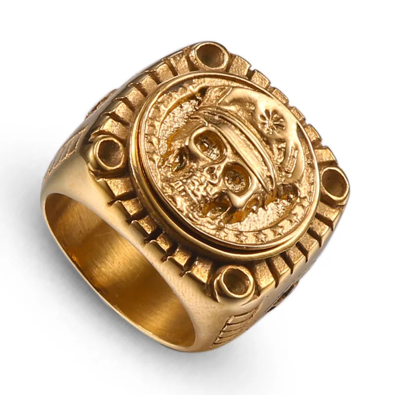 Smoking Skull Chunky Signet Ring - Different Drips