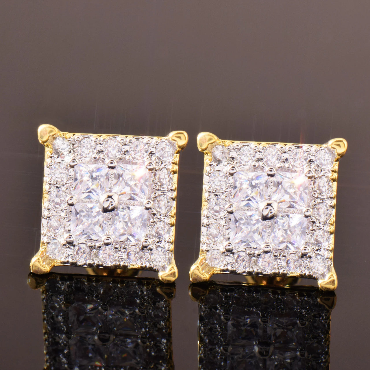 10mm Square Cut Clustered Earrings - Different Drips