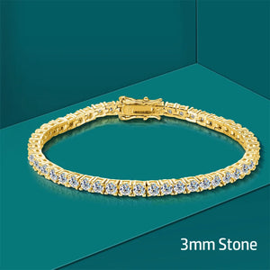 2-6mm Women's Diamond Yellow Gold Tennis Bracelet - Different Drips