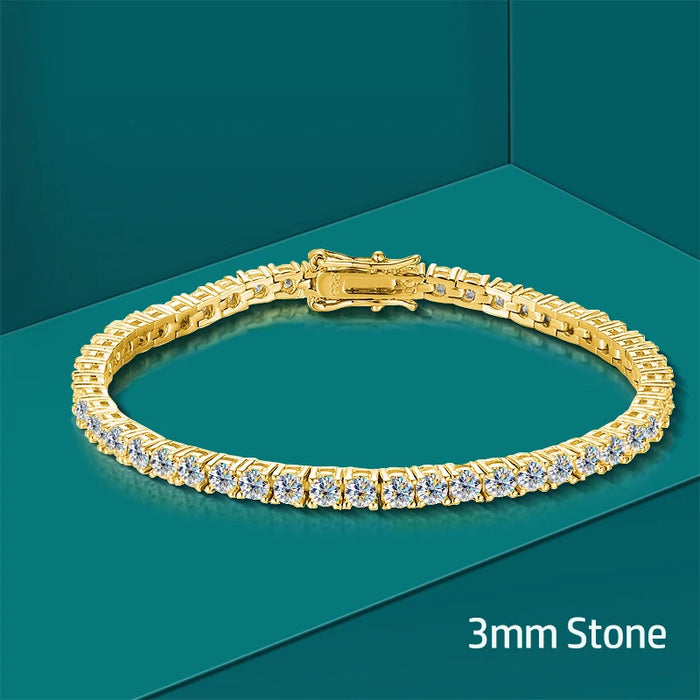 2-6mm Women's Diamond Yellow Gold Tennis Bracelet - Different Drips