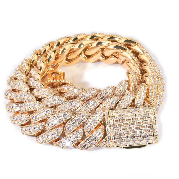 20mm Clustered Baguette Cuban Link Chain - Different Drips