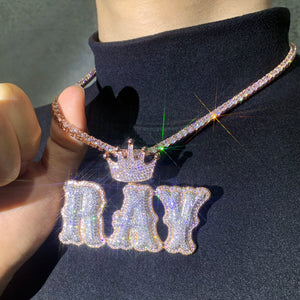 Crowned Layered Bubble Custom Letter Pendant - Different Drips