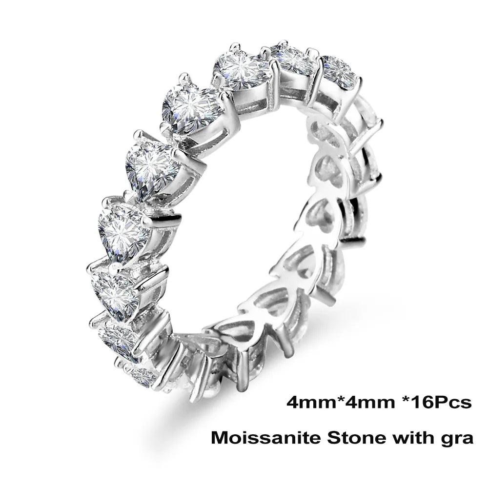 Women's S925 Moissanite Heart Link Ring - Different Drips