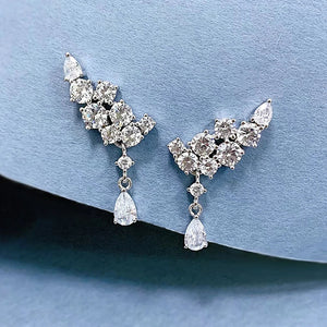 Women's S925 Moissanite Clustered Flared Pear Cut Diamond Earrings - Different Drips