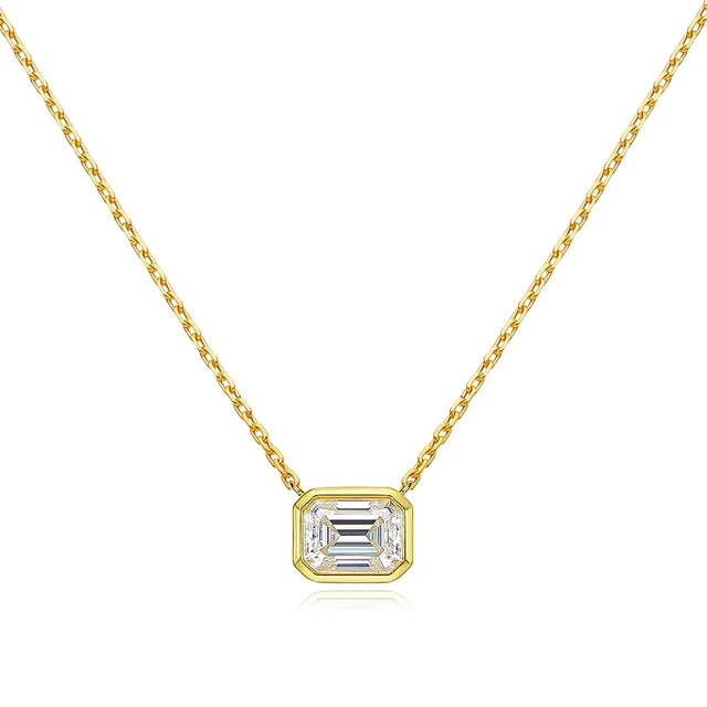 Women's S925 Emerald Cut Moissanite Diamond Pendant - Different Drips