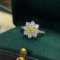 Thumbnail for Women's S925 Moissanite Sunflower Ring - Different Drips
