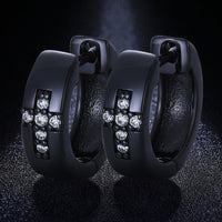 Thumbnail for S925 Black Moissanite Hoop Cross Earrings - Different Drips