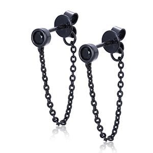 S925 Black Moissanite Stud Drop Chain Earrings - Different Drips