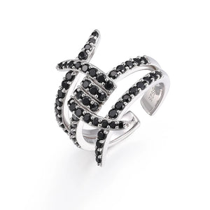 S925 Black Moissanite Barbed Wire Ring - Different Drips