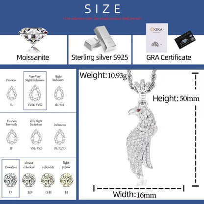 Iced Moissanite Eagle Pendant - Different Drips