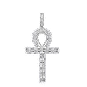 S925 Moissanite Baguette Ankh Cross Pendant - Different Drips