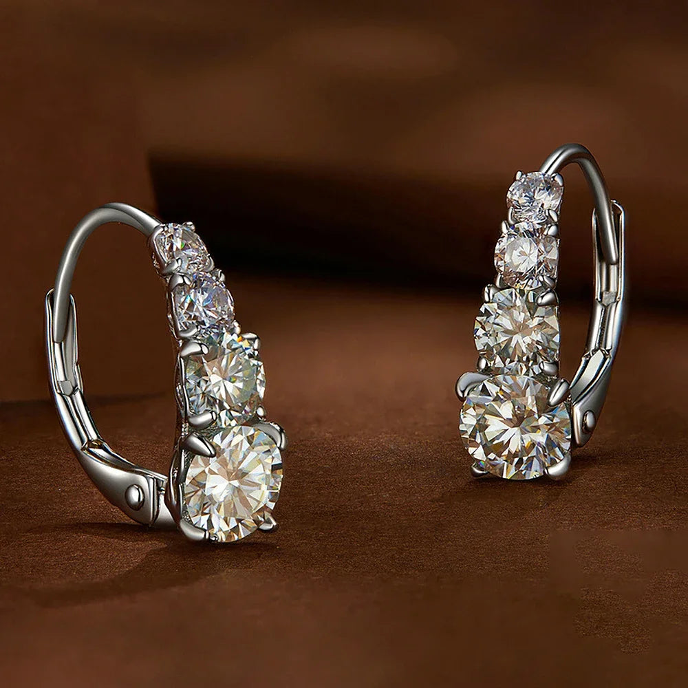 Women's S925 Moissanite 4-Diamond Hoop Earrings - Different Drips