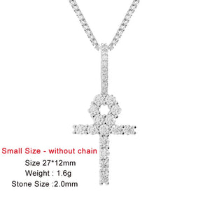 4mm Women's S925 Moissanite Ankh Cross Pendant - Different Drips