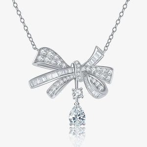 Women's S925 Moissanite Diamond Bow Pendant - Different Drips