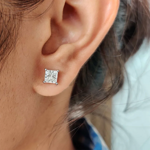 Women's S925 Princess Cut Moissanite Diamond Stud Earrings - Different Drips