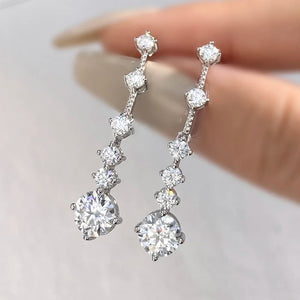 Women's S925 Moissanite Diamond Long Tassel Dangle Earrings - Different Drips