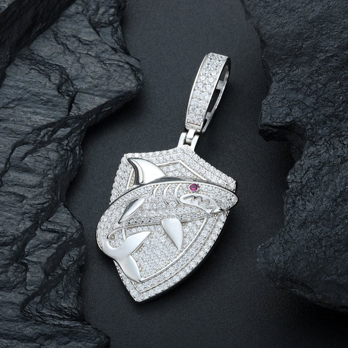 S925 Moissanite Shark Shield Pendant - Different Drips