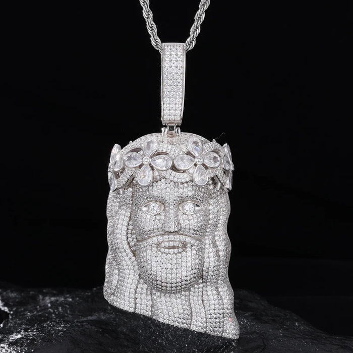 S925 Moissanite Jesus Head Pendant with Crown - Different Drips