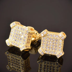 10mm Square Cut Pave Earrings - Different Drips