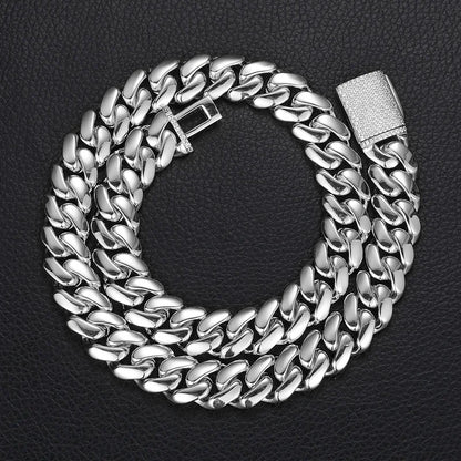 8-22mm Solid 18k Miami Cuban Link Chain w/Iced Clasp - Different Drips