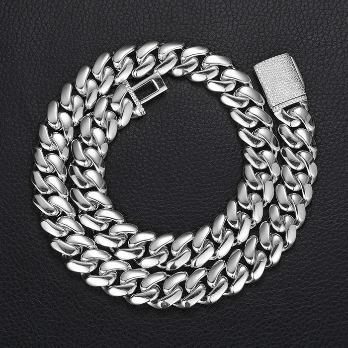 8-22mm Solid 18k Miami Cuban Link Chain w/Iced Clasp - Different Drips