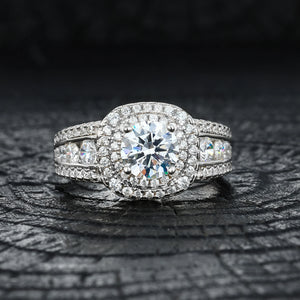 Moissanite Round Halo Engagement-Style Ring - Different Drips