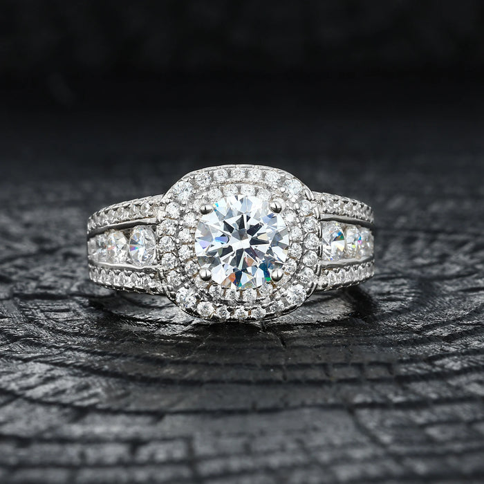 Moissanite Round Halo Engagement-Style Ring - Different Drips