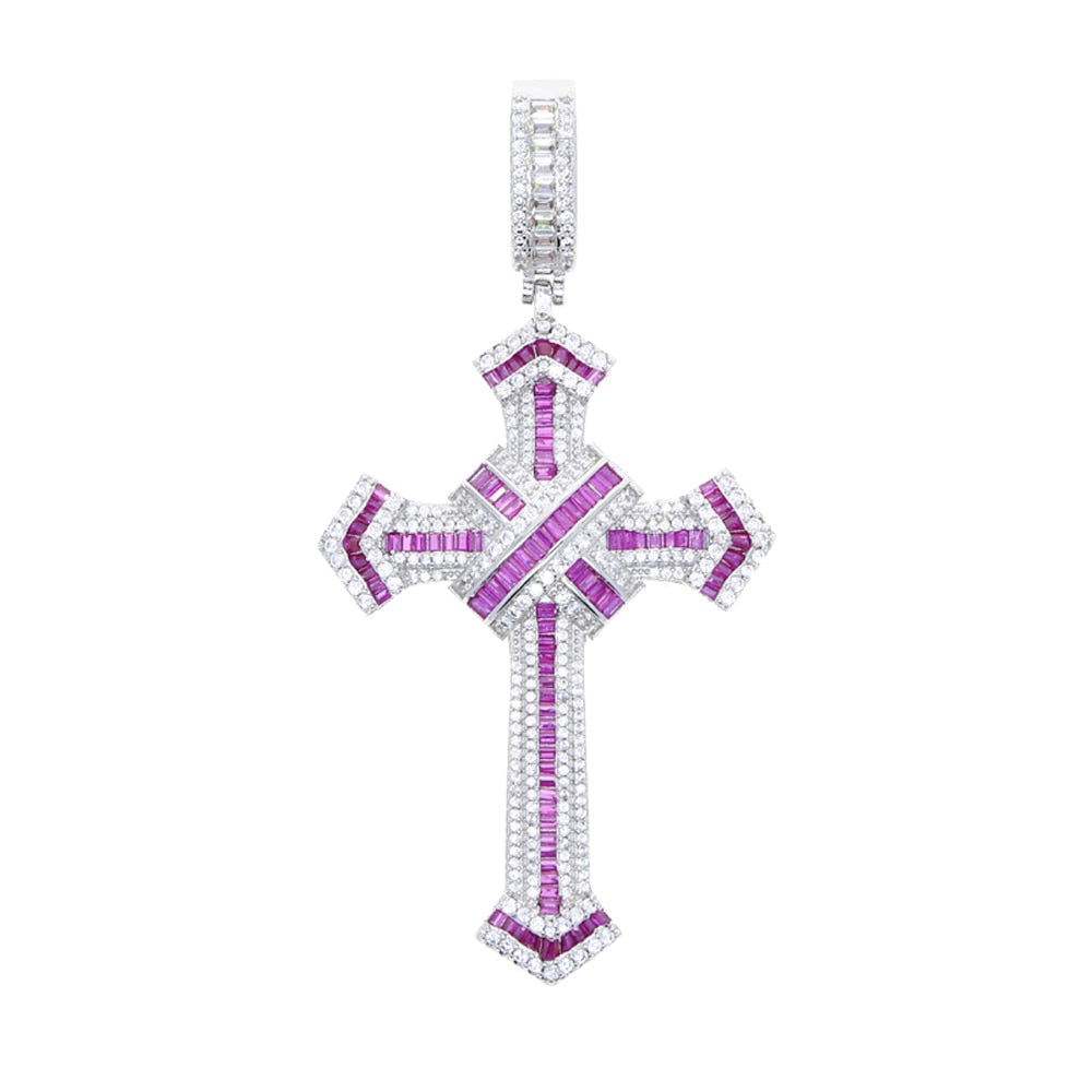 Baguette Colored Cross Pendant - Different Drips