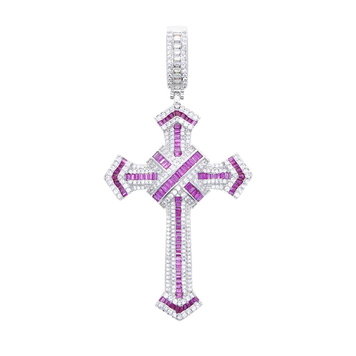 Baguette Colored Cross Pendant - Different Drips