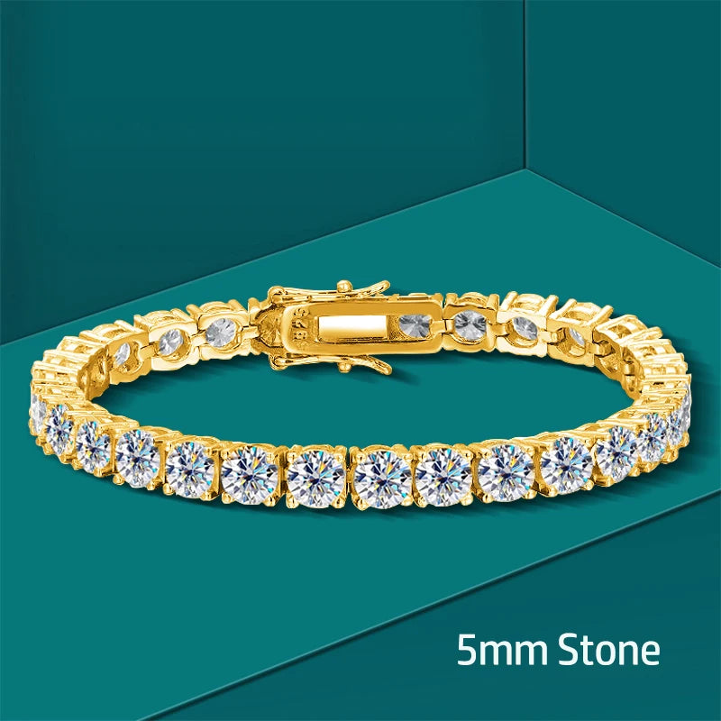 2-6mm Women's Diamond Yellow Gold Tennis Bracelet - Different Drips