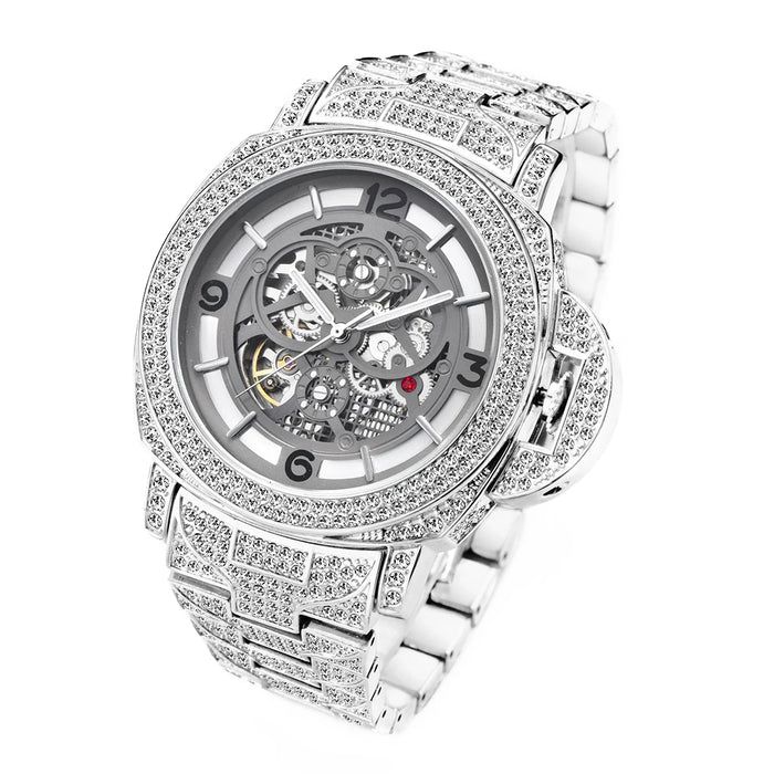 Automatic Skeleton Gold Pave Watch - Different Drips