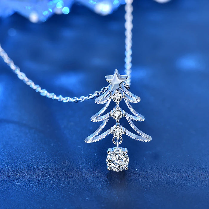 Women's S925 Moissanite Christmas Tree Pendant - Different Drips